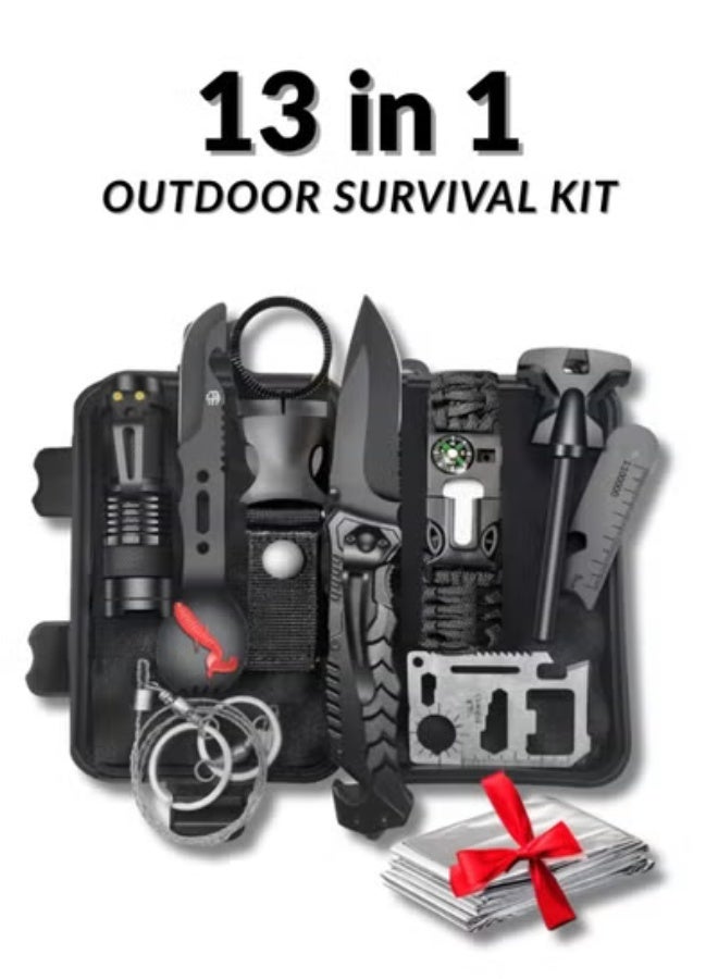 مجموعة أدوات نجاة متعددة الوظائف - 13 في 1 معدات تخييم وطوارئ للمغامرة والدفاع عن النفس والإسعافات الأولية - Image 1